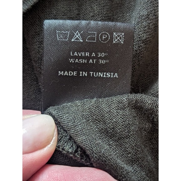 ISABEL MARANT Étoile Scoop Neck 3/4 sleeve dark army green shirt 100% linen Sz S - Picture 6 of 8